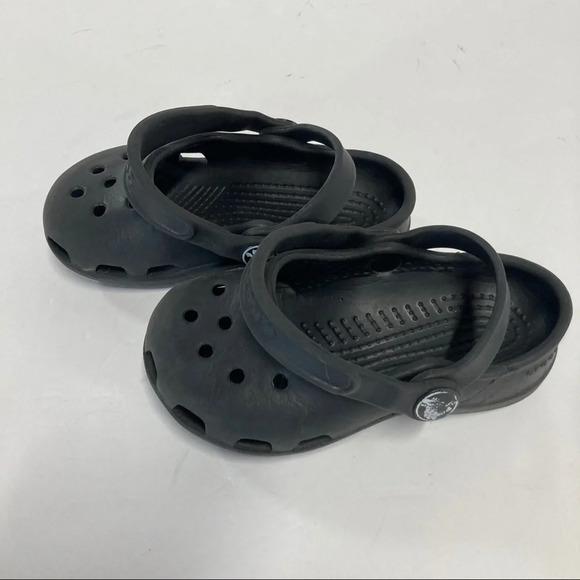 Crocs Youth Clogs Size 7 black double strap - Picture 5 of 7